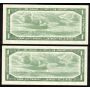 2 X 1954 Canada $1 consecutive replacement notes *B/M0958560-61 Choice UNC