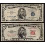 1953 B $5 USA silver certificate and 1953 A $5 United States Red Seal note