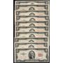 50 X 1953 USA RED SEAL $2 notes Series 1953 A B C FR-1500-01-02-03 VF to VF+