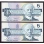 10x 1986 Canada $5 consecutive notes Bonin Thiessen GPS 3853229-38 CH UNC