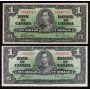 5x 1937 $1 banknotes mixed signatures and Prefix all EF