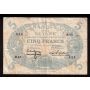 French Guiana 5 francs banknote F reverse fold lines