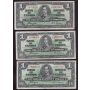 10X 1937 Canada $1 banknotes 10-notes all nice VF or better