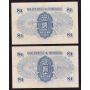 1940/41 Hong Kong $1 consecutive banknotes R/I 435659-60 2-notes EF/AU EPQ