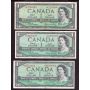 3x 1954 Canada $1 replacement notes Beattie Rasminsky all three notes *B/M FINE