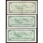 3x 1954 Canada $1 replacement notes Beattie Rasminsky all three notes *B/M FINE