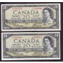 7x 1954 Canada $20 banknotes all nice VF or better