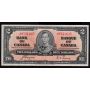 1937 Canada $2 banknote Coyne Towers J/R 9741635 nice EF+