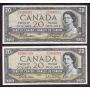 10x 1954 Canada $20 banknotes all nice VF or better