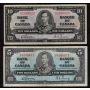 1937 Canada $1 $2 $5 $10 banknote set all mixed signatures and prefix all VG+