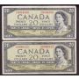 10x 1954 Canada $20 banknotes BC-41a & BC-41b 10-notes circulated condition