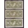 5x 1937 Canada $20 banknotes Coyne Towers 5-notes all circulated with damage