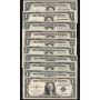 10 X 1935 $1 USA silver certificates including 2-Star Notes all nice VF+