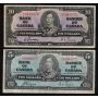 1937 Canada $1 $2 $5 $10 banknote set mixed signatures and prefix all FINE