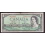 1954 Canada $1 banknote Beattie Rasminsky I/Y1911111 FINE margin tears