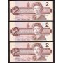 8X 1986 Cdn $2 consecutive Error notes BBW 1st prefix letter misaligned CH UNC