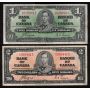 1937 Canada $1 $2 $5 $10 banknote set mixed signatures and prefix all FINE