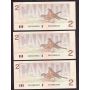 9X Canada 1986 $2 consec. replacement notes BC55cA-i EBX3883845-53 CH UNC+