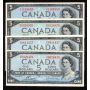 4 x Canada $5 banknotes Assorted prefix and signatures 4-banknotes EF+