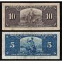 1937 Canada $1 $2 $5 $10 banknote set mixed signatures and prefix almost FINE