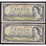 13x 1954 Canada $20 banknotes $260. face value 13-circulated notes 