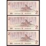 10X Canada 1986 $2 consec. replacement notes BC55bA SB BBX3922278-87 CH UNC+