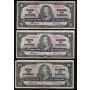 6x 1937 Canada $10 banknotes mixed signatures & prefix circulated