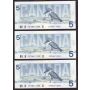 13x 1986 Canada $5 notes Knight Dodge Kingfisher 13-notes all GPZ  UNC+