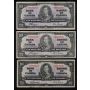 6x 1937 Canada $10 banknotes mixed signatures & prefix circulated