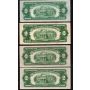 4x 1928 USA RED SEAL $2 banknotes C D E and F FR-1504-5-6 and 7 all 4-notes VF