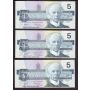 13x 1986 Canada $5 notes Knight Dodge Kingfisher 13-notes all GPZ  UNC+