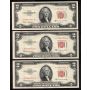 5 x 1953 C  USA $2 STAR NOTES consecutive *03889939A-943A Choice AU/UNC