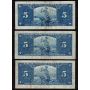 10x 1937 Canada $5 banknotes mixed signatures and prefix all FINE