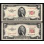 5 x 1953 C  USA $2 STAR NOTES consecutive *03889939A-943A Choice AU/UNC