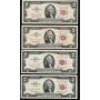 42 x 1963 USA $2 RED SEAL banknotes 42-notes circulated and/or damaged