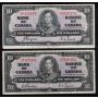 10x 1937 Canada $10 banknotes mixed signatures and Prefix all FINE