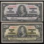 1937 Canada banknote set $1 $2 $5 $10 $20 $50* $100 7-notes a/VF