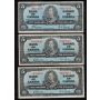 10x 1937 Canada $5 banknotes mixed signatures and prefix all FINE