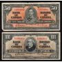 1937 Canada banknote set $1 $2 $5 $10 $20 $50* $100 7-notes a/VF