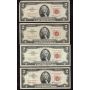 42 x 1963 USA $2 RED SEAL banknotes 42-notes circulated and/or damaged