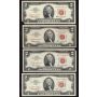 42 x 1963 USA $2 RED SEAL banknotes 42-notes circulated and/or damaged