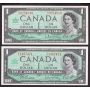 10x 1967 Canada $1 banknotes G/P H/P N/O O/O S/O 10-notes CH AU/UNC