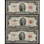 7 x 1953 USA $2 STAR NOTES 1953 A B C  7-notes VF-VF+