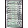 10x 1967 Canada $1 consec. notes Beattie Rasminsky G/P0168761-70 GEM UNC