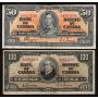 1937 Canada banknote set $1 $2 $5 $10 $20 $50 $100 7-notes FINE and VF