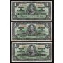 10x 1937 Canada $1 banknotes all Coyne Towers all 10-notes a/VF