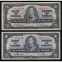 5x 1937 Canada $10 banknotes 5-notes all VF