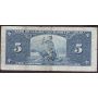 1937 Canada $5 note Gordon Towers R/C2271933 mis-cut 3mm extra length