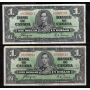 10x 1937 Canada $1 banknotes all Coyne Towers all 10-notes a/VF