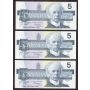 10x 1986 Canada $5 consecutive notes Knight Dodge ANR4342894-903 CH UNC